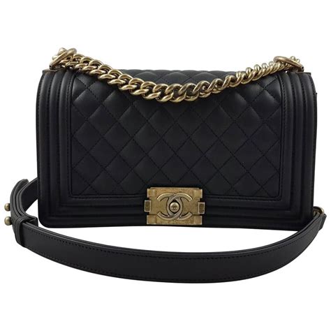 chanel boy bag medium black gold